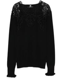 Ermanno Scervino - Lace-Trimmed Merino Wool T-Shirt - Lyst