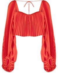 Acler - Moston Pleated Cropped Blouse - Lyst