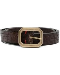 Eleventy - Crocodile-Embossed Rectangular-Buckle Belt - Lyst