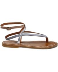 K. Jacques - Leather Ankle-Tie Sandals - Lyst