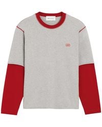 Ami Paris - T-Shirt En Coton À Manches Doubles Avec Patch Ami - Lyst