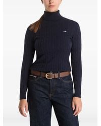 GANT - Pull En Maille Torsadée À Col Roulé - Lyst