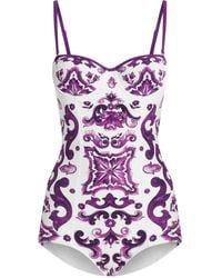Dolce & Gabbana - 'Maiolica' Imprimer un maillot de bain une pièce - Lyst