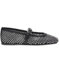 Stuart Weitzman - Crystal-Embellished Mesh Ballet Flats - Lyst