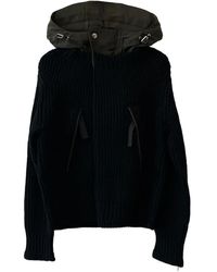 Sacai - Hooded Ribbed Knit Jacket - Lyst