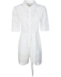 P.A.R.O.S.H. - Belted Eyelet Playsuit - Lyst