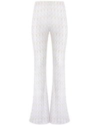 Missoni - Lamé Viscose Blend Lace Flared Trousers With Zigzag Pattern - Lyst