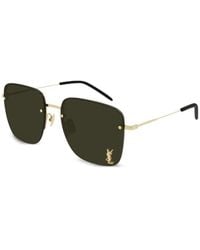 Saint Laurent - Logo Square-Frame Sunglasses - Lyst