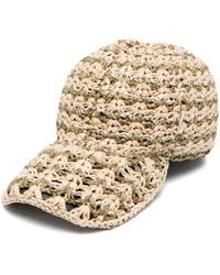 Alberta Ferretti - Crochet-Knit Raffia Cap - Lyst