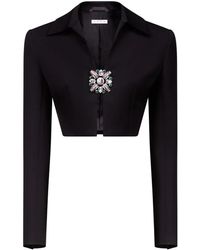 Area - Cropped-Jacke Mit Kristallbrosche - Lyst