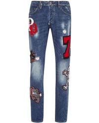 Philipp Plein - Slim-Fit-Jeans mit Logo-Patch - Lyst