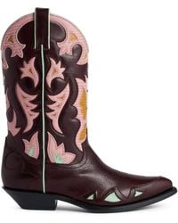 Rabanne - Crackled Leather Santiag Boots - Lyst