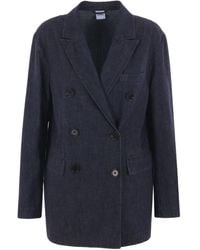 Aspesi - Double-Breasted Denim Blazer - Lyst