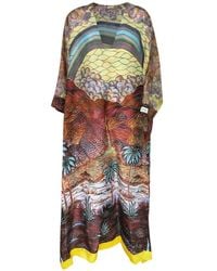 VLISCO DIALOGUES - Landscape-Print V-Neck Dress - Lyst