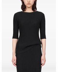 Issey Miyake - Rhombus Pleated Asymmetric-Hem Short-Sleeve Sweater - Lyst