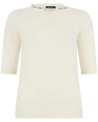 Fabiana Filippi - Crystal-Embellished Short-Sleeve Sweater - Lyst