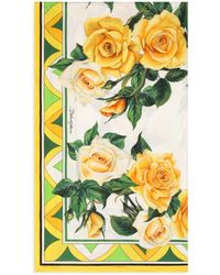 Dolce & Gabbana - Paréo Yellow Rose en soie - Lyst