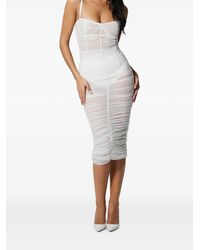 Kiki de Montparnasse - Ruched Semi-Sheer Midi Skirt - Lyst