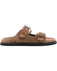 P.A.R.O.S.H. - Suede Flat Sandals - Lyst