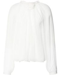 Alberta Ferretti - Blusa translúcida con apliques florales - Lyst