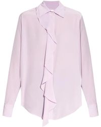 Victoria Beckham - Zijden Blouse Met Ruches - Lyst
