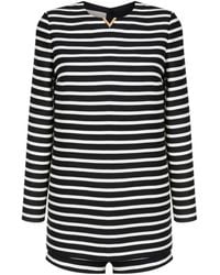 Valentino Garavani - Logo-Plaque Stripe-Print Playsuit - Lyst
