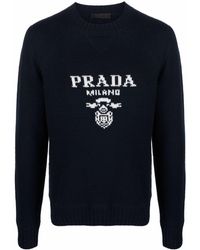 Prada - Intarsia-knit Logo Sweatshirt - Lyst