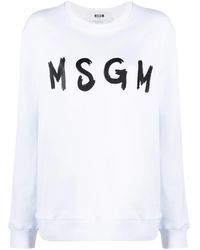 MSGM - Logo-Print Cotton Sweatshirt - Lyst