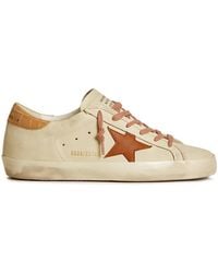 Golden Goose - Super Star Sneakers With Leather Star And Crocodile-Print Leather Heel Tab - Lyst