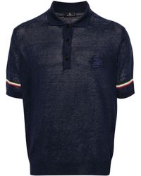 Etro - Logo-embroidered Knitted Polo Shirt - Lyst
