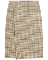 AURALEE - Falda Midi Con Motivo De Cuadros - Lyst