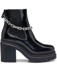 HUGO - Spiked-edge Chain-trim Chelsea Boots - Lyst