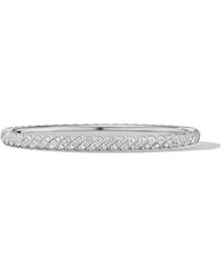 David Yurman - Bracelet Jonc Sculpted Cable En Or Blanc 18Ct Pavé De Diamants (4,6 Mm) - Lyst
