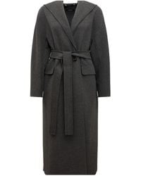 Max Mara - Hooded Belted Wool Coat - Lyst