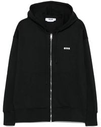 MSGM - Logo-Print Zip-Up Hoodie - Lyst