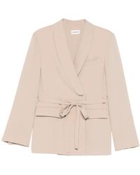 P.A.R.O.S.H. - Belted Double-Breasted Fitted Jacket - Lyst