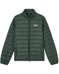 EA7 - Logo-Print Quilted Jacket - Lyst