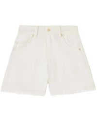 Ganni - Lace-Trim Denim Shorts - Lyst