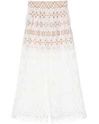 Elie Saab - アイレットレース ワイドパンツ - Lyst