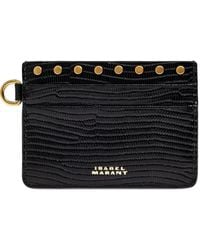 Isabel Marant - Oskan Embossed Calfskin Leather Card Holder - Lyst