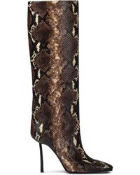 Le Silla - 110Mm Vittoria Snake-Print Leather Stiletto Boots - Lyst