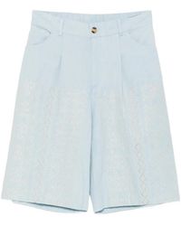 Semicouture - Zelda Embroidered Cotton Shorts - Lyst