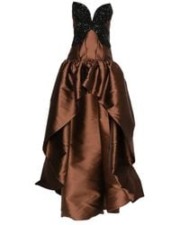 Costarellos - Embellished Strapless Asymmetric Dress - Lyst