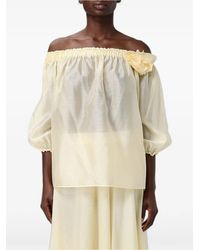 Hanita - Off-Shoulder Floral-Appliqué Blouse - Lyst