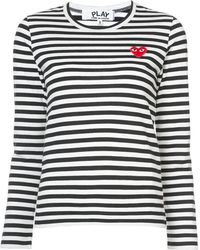 COMME DES GARÇONS PLAY - Logo Striped Cotton T-Shirt - Lyst