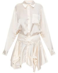 Alexander Wang - Cut-Off Silk-Satin Shirt Mini Dress - Lyst