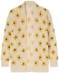RETORI - Floral-Print Open-Knit Cashmere Cardigan - Lyst