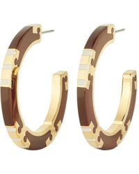 Tory Burch - T Stripe Hoop Earrings - Lyst