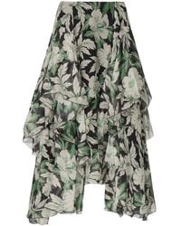 Loewe - Ruffled Floral-Print Skirt - Lyst