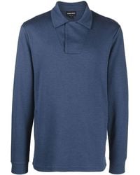Giorgio Armani - Long-Sleeve Cotton-Blend Polo Shirt - Lyst